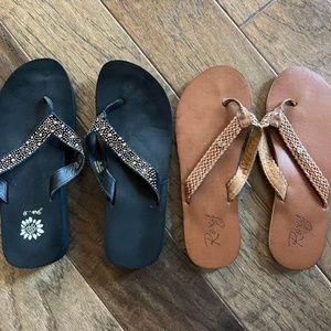 Womens Yellow Box and Roxy Sandals